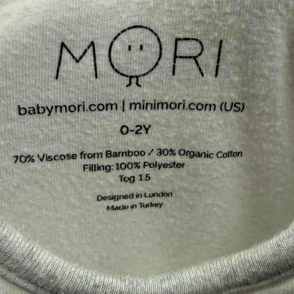 Baby Mori Clever Year Round Sleep Sack 1.5 TOG Grey White 0-2Y - Picture 2 of 5